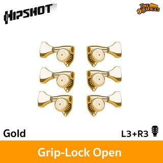 Hipshot Grip-Lock Open ลูกบิดกีต้าร์ ล็อคสาย สี Gold 3+3 (6K2GL0G)