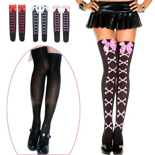 Hold-Ups Bowknot Tops Fever Fashion Sexy Women Fishnet High Knee Tights Stockings Pantyhose Ladies Mesh Sexy Knee High Socks