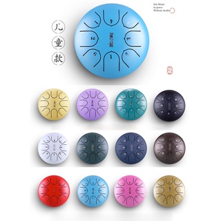 เด็ก 6 นิ้ว 8-Tone กลองดอกบัว กลองลิ้นเหล็ก 8 โทน Tongue Drum กลองลิ้น Hluru Steel Tongue Drum ถังกลอง Handpan Drum with Drum Mallets Carry Bag