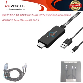 Cable Type C to HDMI 4K 60HZ HDTV สายต่อทีวี สายต่อมือถือเข้าทีวี