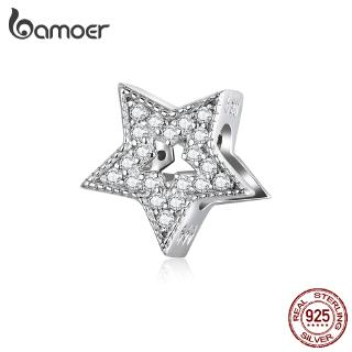 BAMOER Shiny Star Charm Fit For Original Bangles Diy 925 Sterling Silver