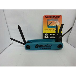 BONDHUS 5 PC GorillaGrip Fold up set (ตลับสีฟ้า SIZE #1 &amp; #2 phillps 1/8&amp;3/16 Slotted Awl