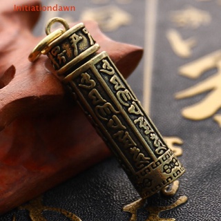 [Initiationdawn] Brass Cylinder Pendant Keychain Hanging Jewelry Pill Box Medicine Container