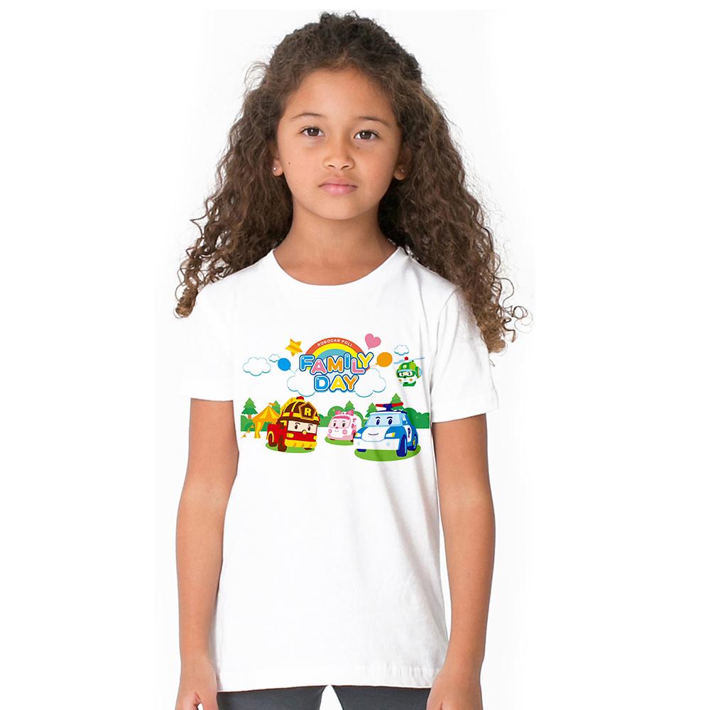 เสื้อยืดแขนสั้นพิมพ์ลายการ์ตูน robocar poli สําหรับเด็ก