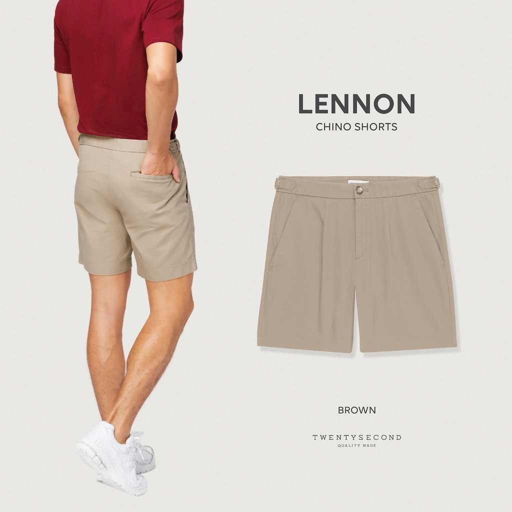 TWENTYSECOND กางเกงขาสั้น รุ่น Lennon Chino Shorts - น้ำตาล / Brown (Extra Shorts)
