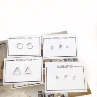 Mixed set,pentagon and triangle earring