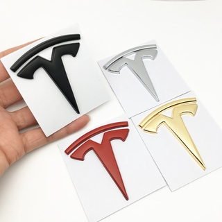 สติกเกอร์โลหะ ลายโลโก้สัญลักษณ์ 3D สําหรับติดตกแต่งรถยนต์ Tesla Model S Model X