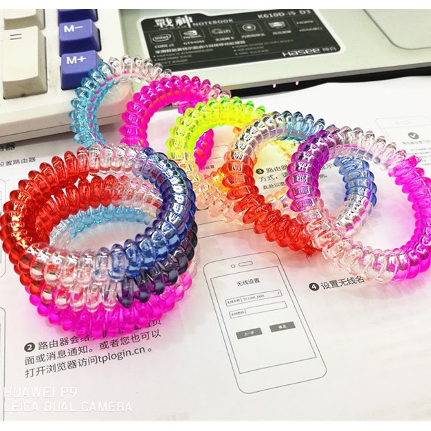 Fashion ยางรัดผมแบบเกลียวสีใส ขนาดใหญ่ แฟชั่น สไตล์เกาหลี เฉดสีน่ารัก (คละสี) พร้อมส่งจากไทย Q-49