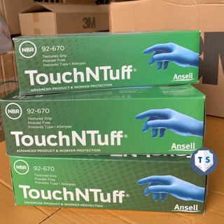 Ansell Touch NTuff ถุงมือไนไตรสีเขียว ไม่มีแป้ง รุ่น92-670 (100ชิ้น/กล่อง) ออกใบกำกับภาษีได้