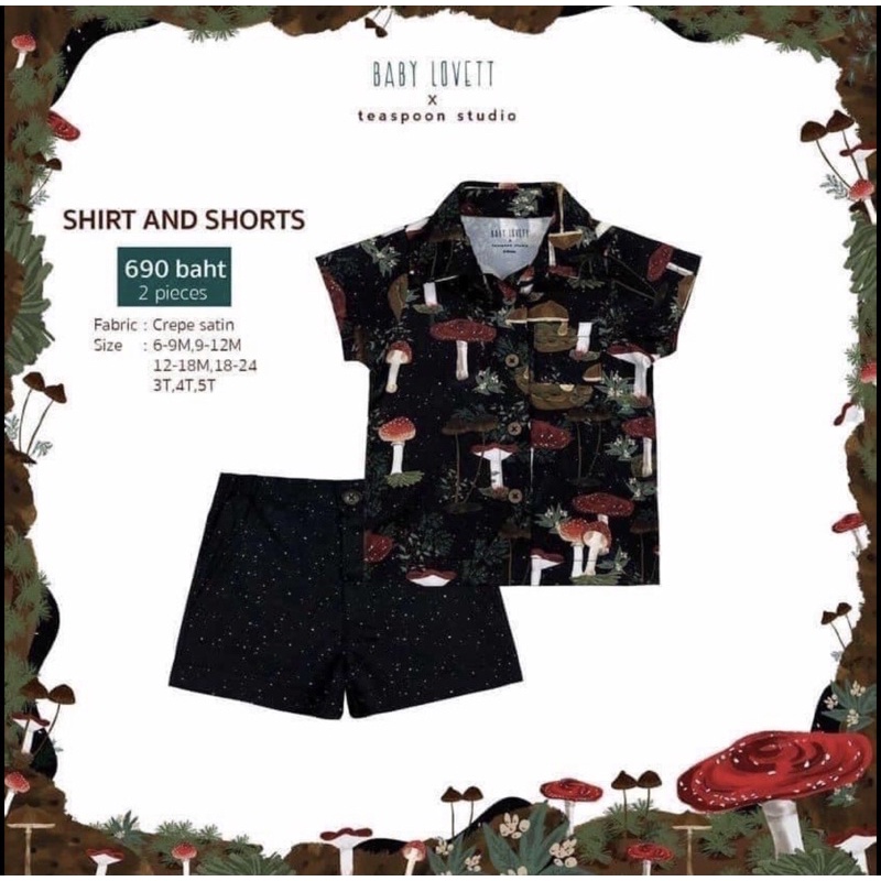 🆕️ BabyLovett x Teaspoon Studio 🍄(06) Shirt &amp; Shorts for Boy : size 18-24 M