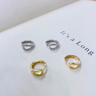 125_goodgift_station - Hoop earrings S925 ต่างหูเงินแท้ 92.5 ห่วงกลมแบบล็อค เรียบๆ ใส่ติดหูไว้ได้เลย