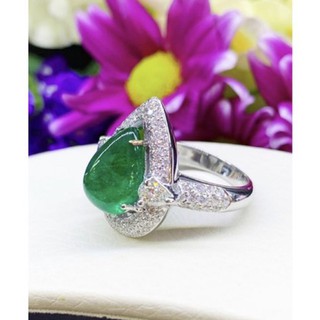 แหวนมรกตหลังเบี้ยนูนๆทรงกองข้าวอูมๆ เม็ดโตสีสดเข้ม ราคาดีที่สุด😱💕So Perfect Cabochon Emerald Ring