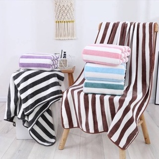 Towel ผ้าเช็ดตัวขนเป็ดลายริ้ว สีทูโทน 70x140 ซม. รุ่นผ้าหนาและนุ่มมาก พร้อมส่ง