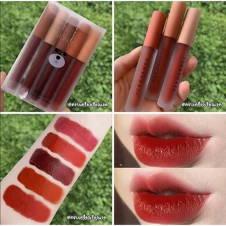 ส่งไว/แท้ (ซื้อในไลฟ์ลด30%) เซ็ตลิป ลิป ลิปกลอส ลิปแมท เท็ดดี้ 🐻 Vongee Lipstick 5 แท่ง 5 เฉดสี ลิปสติก กันน้ำ 4u2