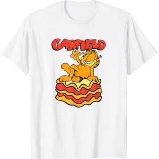 เสื้อยืดผ้าฝ้ายพรีเมี่ยม เสื้อยืด พิมพ์ลาย Garfield Lasagna Slice Garfield Pose