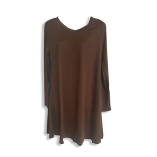 เดรสยาว เนื้อผ้าโพลีเอสเตอร์ สีน้ำตาลเข้ม Size L
