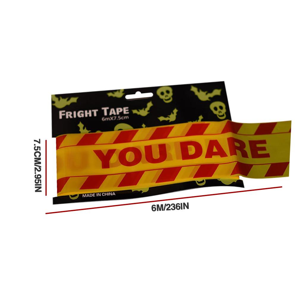 Fright Tape ฮาโลวีนตกแต่ง Fright พลาสติกแบนเนอร์ฮาโลวีน Cation