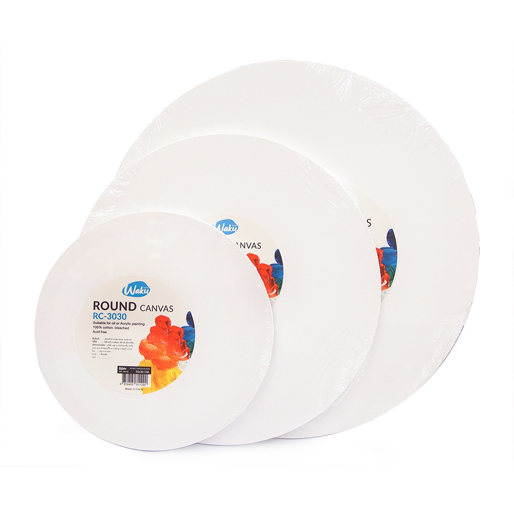 WAKU เฟรมผ้าใบวงกลม เฟรมวงกลม เฟรมวาดรูป ผ้าใบวาดรูป Canvas Frame  30x30 , 40x40 , 50x50 cm.