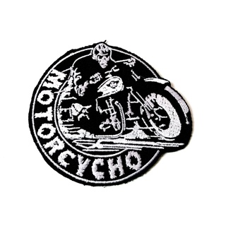 Motorcycho โครงกระดูก พื้นดำ Biker ไบค์เกอร์ งานเท่ห์ๆ ตัวรีดติดเสื้อ ตัวรีด (Size M) อาร์มรีด อาร์มรีดติดเสื้อ