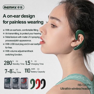 Remax rb-T20 Pro Bluetooth headset หูฟังบลูทูทแบบไม่ต้องเสียบหู สวมใส่สบาย น้ำหนักเบา