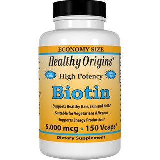 Healthy Origins, Biotin, High Potency, 5,000 mcg, 150 Vcaps