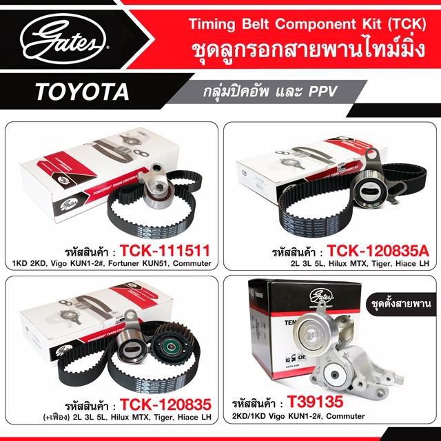 ชุดลูกรอกไทม์มิ่งพร้อมตัวดันสายพาน Gates toyota vigo fortuner commuter 2.5 3.0 1KD 2KD ปี2004-2014 t