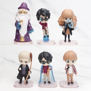 โมเดลฟิกเกอร์ PVC รูป Harry Potter Hermione Jane Granger Ronald Billius Weasley Albus Percival Wulfric Brian Dumbledore ขนาด 8-9 ซม. ของเล่นสําหรับเด็ก 6 ชิ้น ต่อชุด