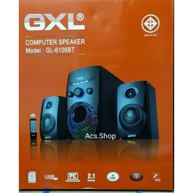 ลำโพง GXL 2.1 รุ่น GL - 6106BT ( USB / SD Card / บลูทูธ ) / ลำโพงบลูทูธ ลำโพงขยายเสียง ลำโพงซับ