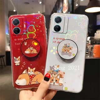 2022 New Casing เคส VIVO T1 X80 Pro T1x Y01 V23 Y33T Y21T Y21A Y33s Y21 Y21s Y15A Y15s 2021 Phone Case Cartoon Animals Cute Bracket Soft Cover for VIVO T1 5G เคสโทรศัพท