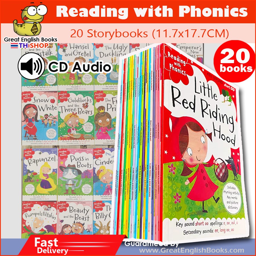 *พร้อมส่ง* Reading with phonics นิทานภาษาอังกฤษ ฝึกอ่านโฟนิกส์ จำนวน 20 เรื่อง 20 ฺStorybooks + audio