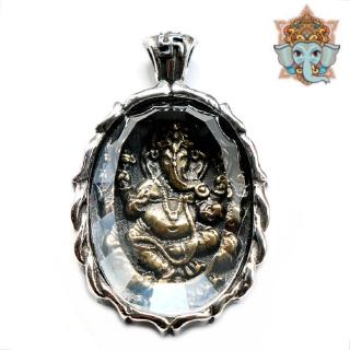 Thai Genasha Titanium Luck Charm Amulet Pendant Necklace-Silver