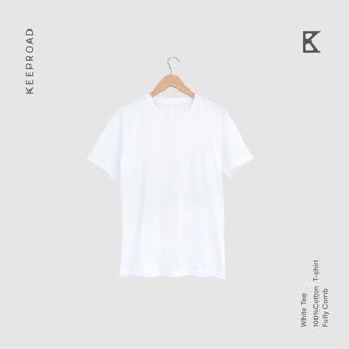 Keeproad White Tee 100% cotton เสื้อยืดคอกลมสีขาว