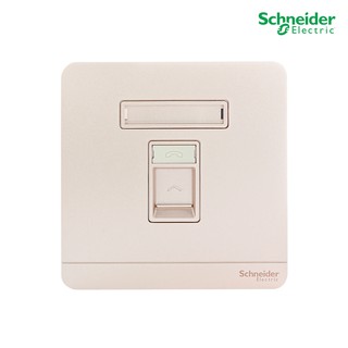 Schneider Electric เต้ารับโทรศัพท์ มีม่านนิรภัย,Telephone Socker, 8.6x8.6x1 cm. รุ่น AvatarOn E - E8331RJS4_WG