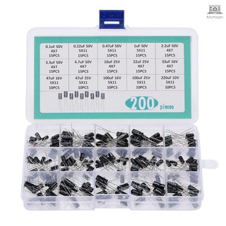 200 ชิ้น 15 Values Electrolytic Capacitors ชุดกล่องพร้อมกล่อง