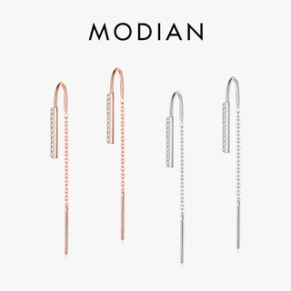 Modian Minimalism ต่างหูระย้า เงินแท้ 100% 925 ห้อยพู่ยาว แฟชั่น สําหรับผู้หญิง