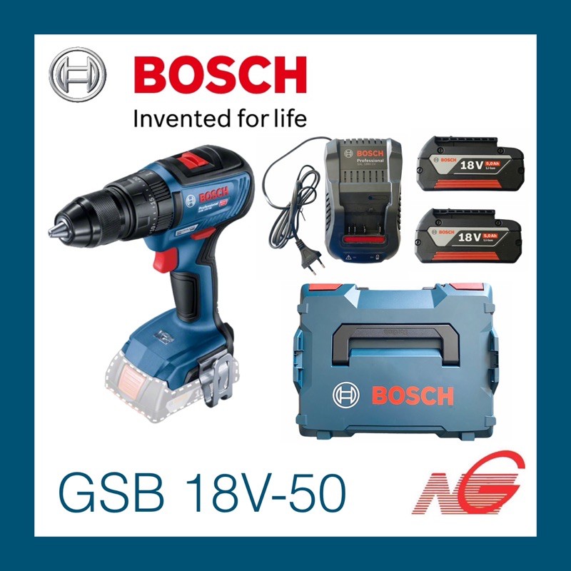 สว่านไขควงกระแทกไร้สาย BOSCH GSB 18V-50 Professional 06019H5101 แบตเตอรี่ 5.0Ah