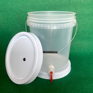 Bucket 20 L Food Grade With Faucet ถังหมักใส่ก๊อก สีใส Food grade20ลิตร Food Gradeพร้อมเจาะรูยางใส่ Airlock ฝาล็อค2ชั้น