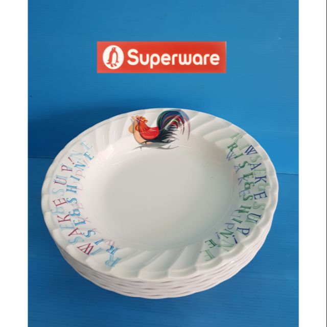 ซุปเปอร์แวร์จาน 9 นิ้ว 6 ชิ้น ลายไก่ ราคาปกติ 1,260 บาท ลด =1,059​ บ.