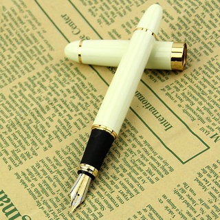 Stat Jinhao X450 ปากกาหมึกซึม ขนาดกลาง สีขาว สีทอง