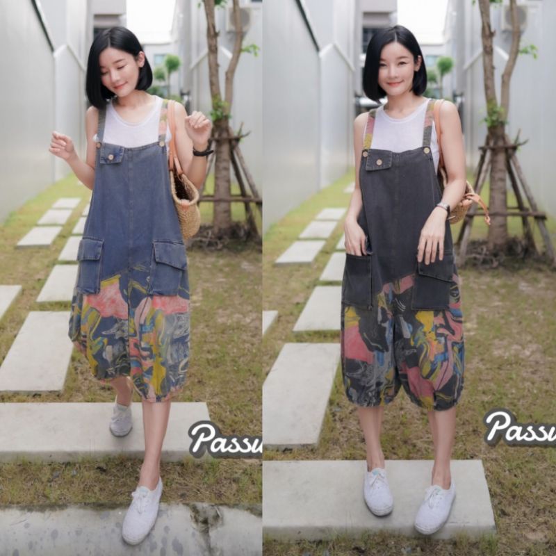 PW#มี2สี#เอี๊ยมยีนส์#จั๊มสูท#password