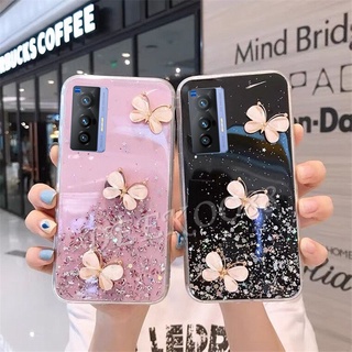 เคสโทรศัพท์ VIVO X70 X60 Pro Phone Case Crystal Butterfly Decorated Glitter Gel Shiny Sequins Clear Soft Cover เคส VivoX70 Pro Casing