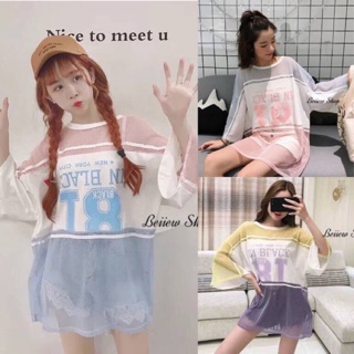 Sale❗️เสื้อยืดทรงoversize สไตล์สปอร์ต สีพาสเทล