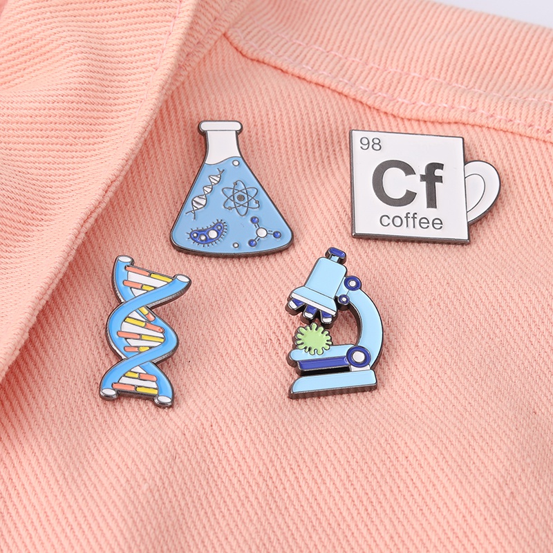 Pin Dna Pin เข็มกลัดการ์ตูนวิทยาศาสตร์เคลือบจุลทรรศน์สําหรับคนรักวิทยาศาสตร์ของขวัญวิทยาศาสตร์