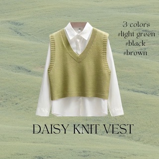 🎄พร้อมส่ง🎄เสื้อกั๊กไหมพรมเกาหลี Daisy Knit Vest ผ้าใส่สบาย ไม่คัน ไม่หนา ใส่oversizeสวยมาก