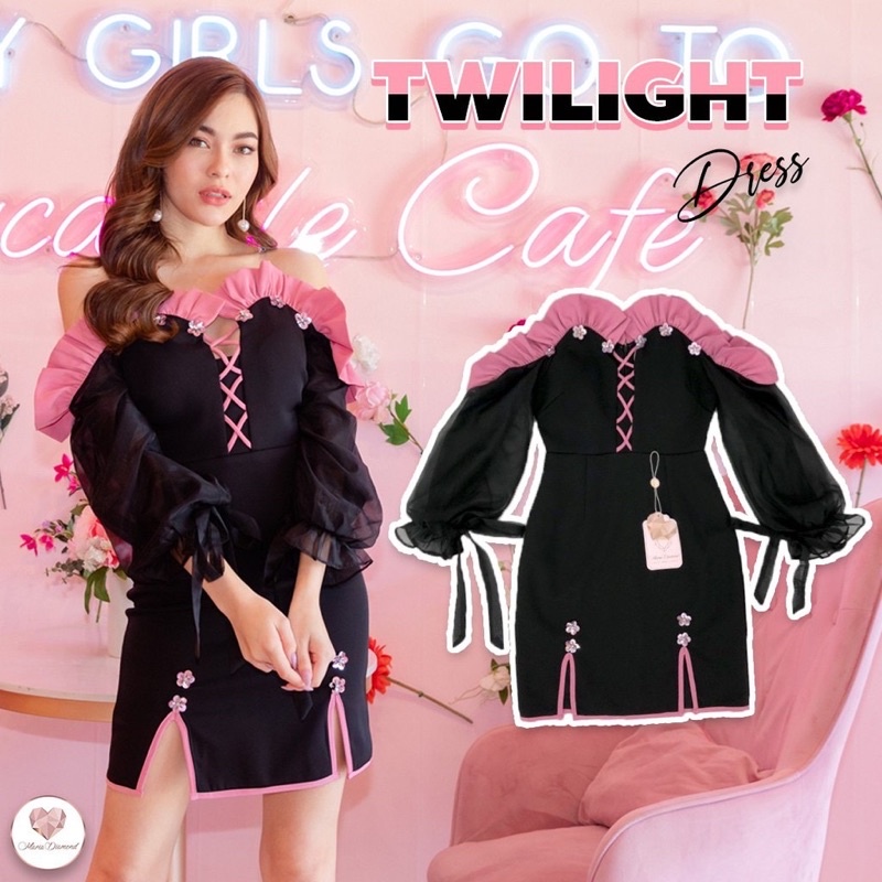 (ไลฟ์ใช้โค้ด 50%)(ส่งฟรี) เดรสแบรนด์ Maria Dimond size S มือ 1 ป้ายห้อย ไม่มีตำหนิ