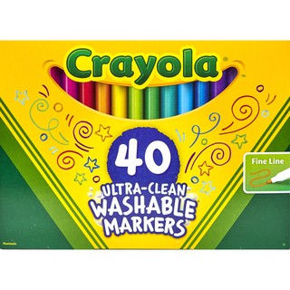 Crayola สีเมจิกล้างออกได้อัลตร้าคลีน40สี หัวเล็ก
