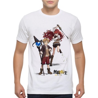 T-shirt  เสื้อยืด Mushoku Tensei Rudeus and Eris ทุกขนาด สําหรับผู้ชาย (hm-137)S-5XL