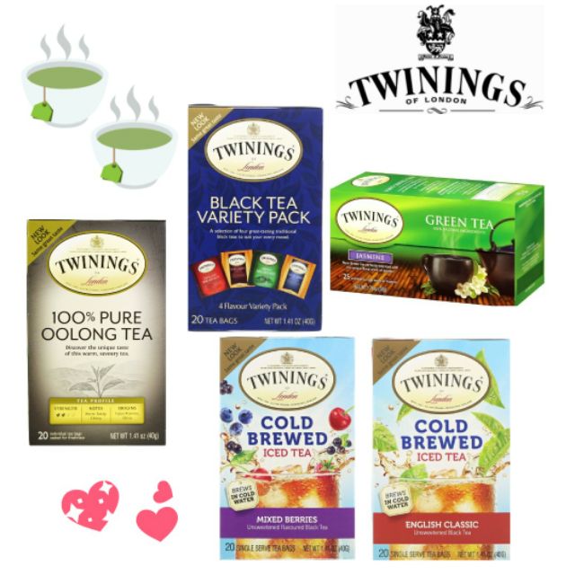 ชา​ TWININGS 20​ และ​ 25​ TEA BAGS ชาอังกฤษ​ GREEN TEA OOLONG COLD BREW  ชา ทไวนิงส์