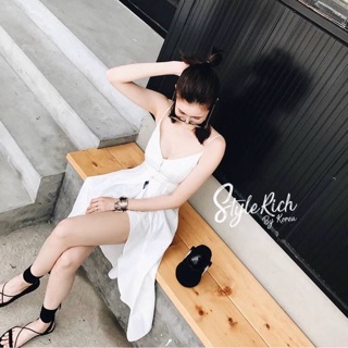 ♡STYLERICH BY KOREA♡ สายเดี่ยวหน้าสั้นหลังยาว ชายระบาย สไตล์เกาหลี