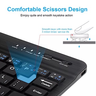 แป้นพิมพ์บลูทูธ คีย์บอร์ดบลูทูธไร้สาย ใช้ได้กับโทรศัพท์มือถือ แท็บเล็ต ไอแพด  keyboard wireless  mouse แป้นพิมพ์ไทย #8